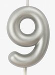 Silver birthday candle number "9" - elegance for every occasion