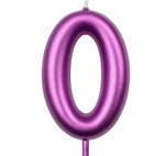 Geburtstagskerze Nummer "0" - Metallic-Himbeere