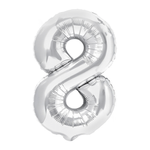 Folienballon Nummer "8" Silber (100cm).)