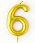 Goldene Geburtstagskerze in Form einer Zahl "6"