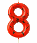 Świeczka urodzinowa Spider-Man ”8” – czerwono-czarna