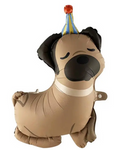 Folienballon in Form eines Hundes mit einem Geburtstagshut (63cm*64cm)