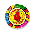 Happy Birthday Folienballon. Ziffer 4 18" (45cm), FLEXMETAL™