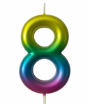 Rainbow Candle Number 8 – Colorful Magic of Celebration