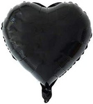 Foil balloon Heart, Black 18" (45cm.)