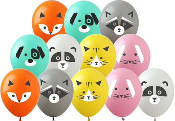 Bedruckte Gummiballons Tiere (12 Stück).)