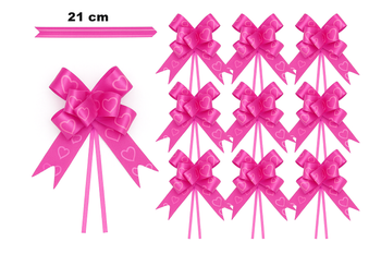 Rosa Zierschleife mit Herzmotiv - 21 cm (10er Set).)