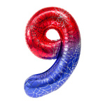 Folienballon Nummer "9" Spinne Rot/Blau (100cm.)