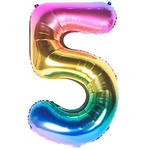 Folienballon Nummer "5" Regenbogen (100cm).)