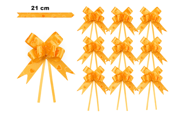 Dekorative orange Schleife mit Herzmotiv - 21 cm (10er Set).)