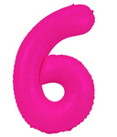 Folienballon Nummer "6" Rosa Neon (100cm.)