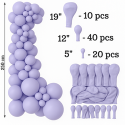 Deko-Ballon-Set - Farbe Lavendel (033), 70 Stück. (19", 12", 5")