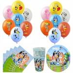 Geburtstagsset Bluey Luftballons, Teller, Tassen, Servietten