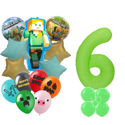 Satz von 6 Minecraft Pixels Folie und Gummi gedruckt Ballons