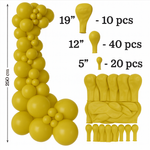 Set Deko-Ballons Farbe Senf (071), 70 Stück. (19", 12", 5")