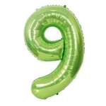 Folienballon Nummer "9" Hellgrün (100cm).)