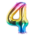 Folienballon Nummer "4" Regenbogen (100cm).)
