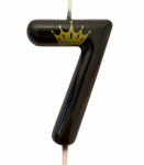 Birthday Candle Number "7" with Crown – Black