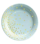 Pappteller Blau Gold Dots (10 Stück).)