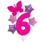 "Ballon-Set "Rosa 6 mit Schmetterling - Neon & Pastell Sterne