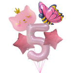 Pink 5' Geburtstagsballon-Set - Katze, Schmetterling, Sterne