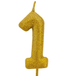 Goldene Geburtstagskerze "1" mit Glitter