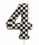 Geburtstagskerze Nummer "4" - Schachbrettmuster, Ethnie