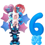 Set von 6. Geburtstag Stitch Folie und Gummi bedruckte Ballons