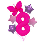 "Ballon-Set "Rosa 8 mit Schmetterling - Neon & Pastell Sterne