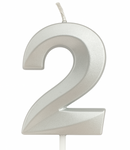 Silver Birthday Candle Shaped Like Number "2"
