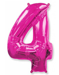 Folienballon Nummer "4" Flexmetal, Himbeere (100cm).)