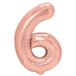 Balloon Foil Number "6" RoseGold (100cm.)