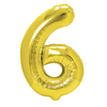 Folienballon Nummer "6" Gold ( 100cm.)