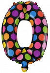 Ballon Nummer "0" Schwarz mit Punkten (40cm)