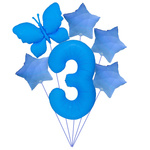 "Luftballon-Set "Blau mit Schmetterling - ideal für 3. geburtstag