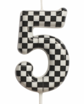 Geburtstagskerze Nummer '5' - Schachbrettmuster, Ethnie.