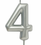 Kerze Ziffer "4" - Silber