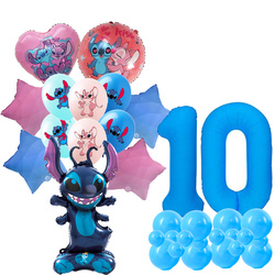 Set von 10. Geburtstag Stitch Folie und Gummi bedruckte Ballons