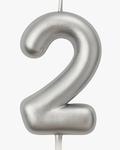 Silver birthday candle number "2" - elegance for every occasion