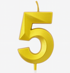 Goldene Geburtstagskerze in Form einer Zahl "5"