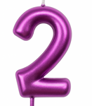 Geburtstagskerze Nummer "2" - Metallic-Himbeere