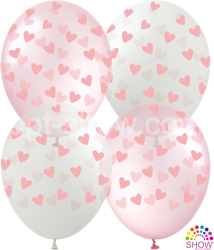 Bedruckte Gummiballons Hearts Pink (10 Stück).)
