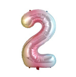 Folienballon Nummer "2" Regenbogen (100cm).)