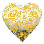 folienballon Herz aus Gold Rose 18" (45cm).)