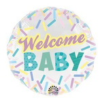 Folienballon Welcome Baby 18" (45cm).)