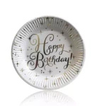Pappteller Happy Birthday Gold (10 Stück).)