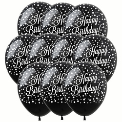 Happy Birthday bedruckte Gummiballons (10 Stück).)