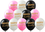 Happy Birthday bedruckte Gummiballons (10 Stück).)