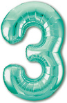 Balloon Foil Number "3" Aquamarine (100cm.)