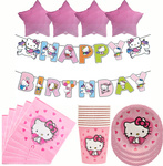 Hello Kitty Birthday Set - Dekorationen, Geschirr und Luftballons (45 Artikel)